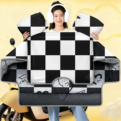 新款电动车挡风被冬季加绒加厚覆膜双面防水防风罩电瓶车保暖通用