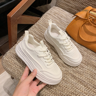 5cm真皮小白鞋女款2025新款爆款秋季女鞋子透气超轻厚底增高板鞋