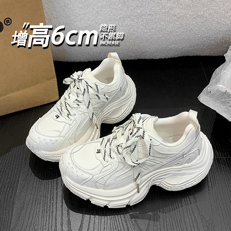 真皮老爹鞋女ins潮小个子运动鞋