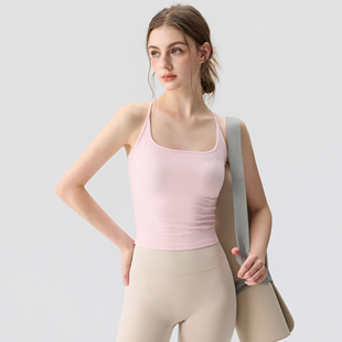 运动内衣女美背吊带健身外穿背心遮副乳普拉提训练瑜伽服上衣套装