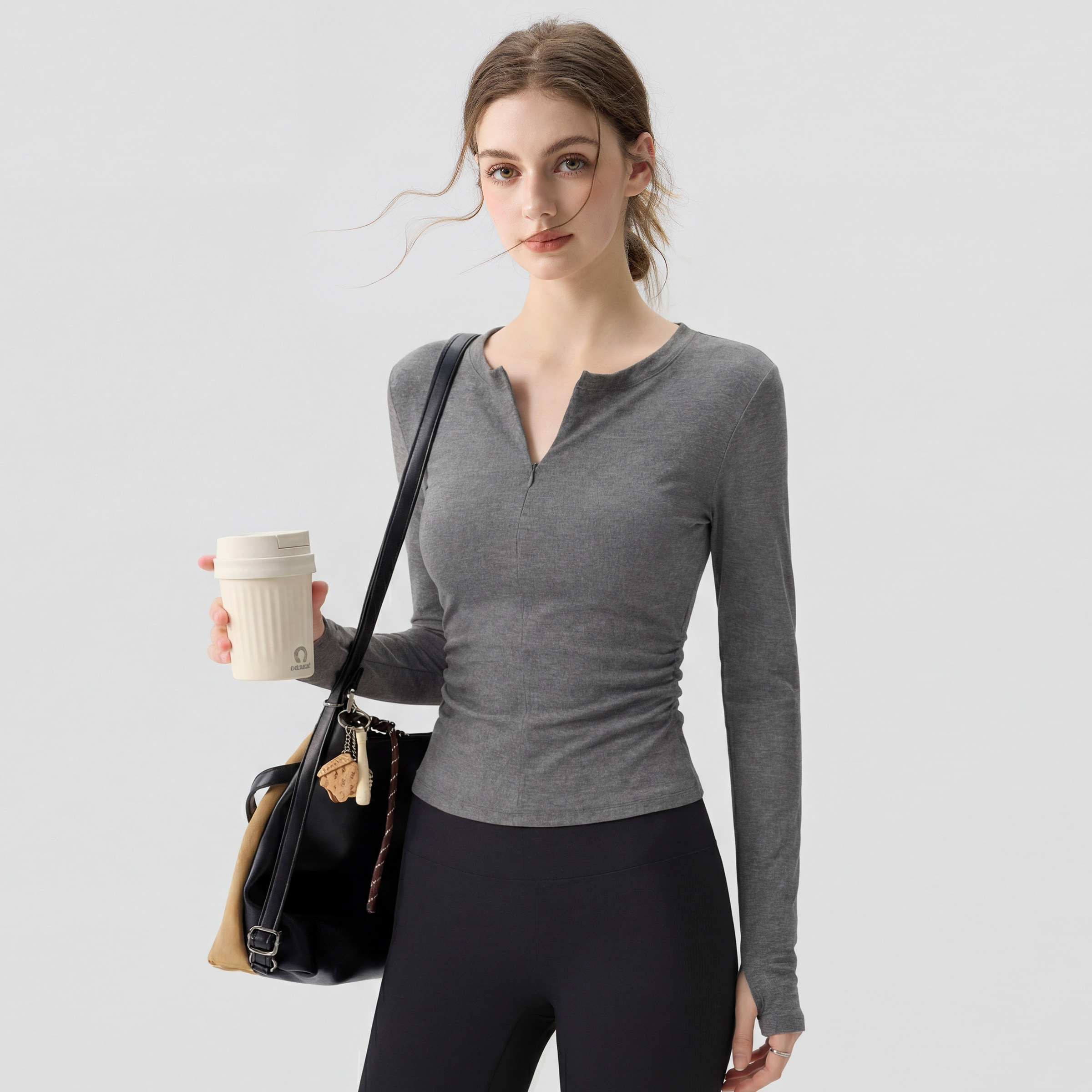 新丽雅拉链瑜伽服长袖女秋冬收腰显瘦修身普拉提训练套装运动上衣,运动服/休闲服装,健身衣,淘宝优惠券,粉丝福利购,淘宝优惠卷