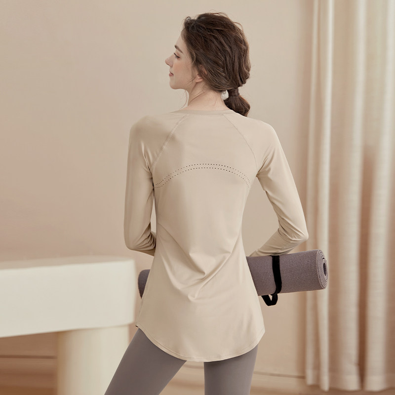 瑜伽服女长袖2025新款收腰遮臀显瘦速干普拉提健身套装运动上衣,运动服/休闲服装,健身衣,淘宝优惠券,粉丝福利购,淘宝优惠卷