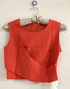 橙色无袖 套裙 短上衣后背拉链短裙套装