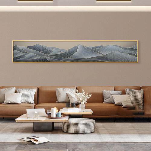 家有靠山金山沙发背景墙挂画客厅装饰画窄长条壁画档大气山水画