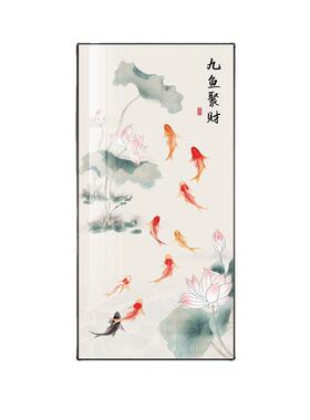中式玄关装饰画大气鱼图走廊挂画柿柿如意正对门过道墙壁玄关画