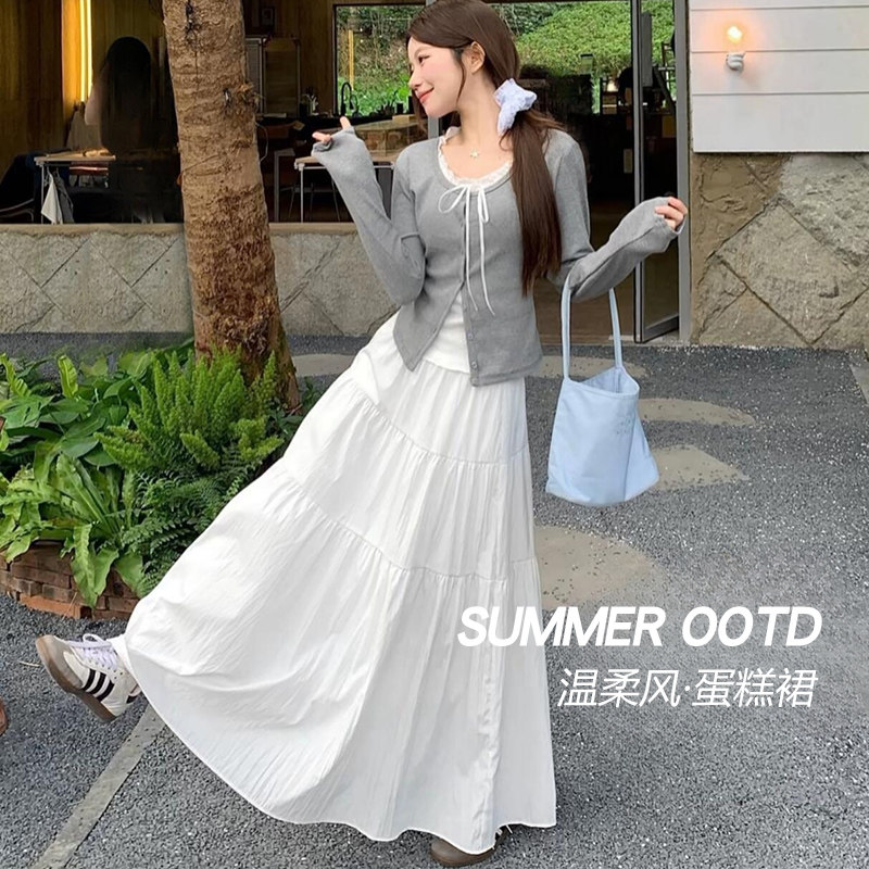 白色半身裙运动护腰女夏季2026新款高腰显瘦a字裙蓬蓬芭蕾蛋糕裙