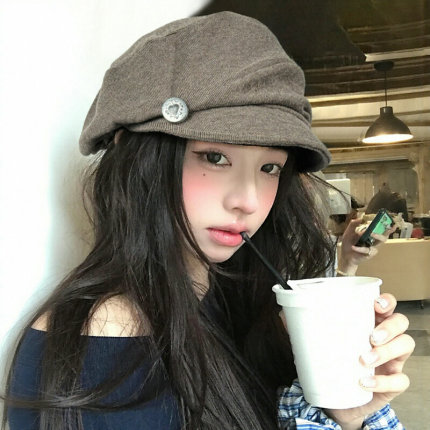 日系复古文艺褶皱云朵贝雷帽女大头围显脸小百搭英伦风画家帽子潮