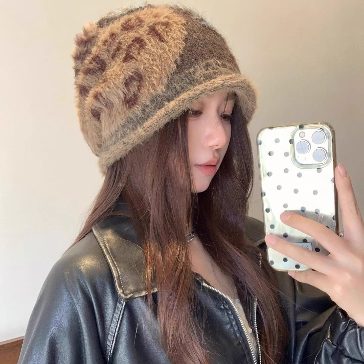 复古豹纹毛绒堆堆帽子女秋冬季百搭大头围冷帽软糯宽松护耳包头帽,服饰配件/皮带/帽子/围巾,帽子,淘宝优惠券,粉丝福利购,淘宝优惠卷