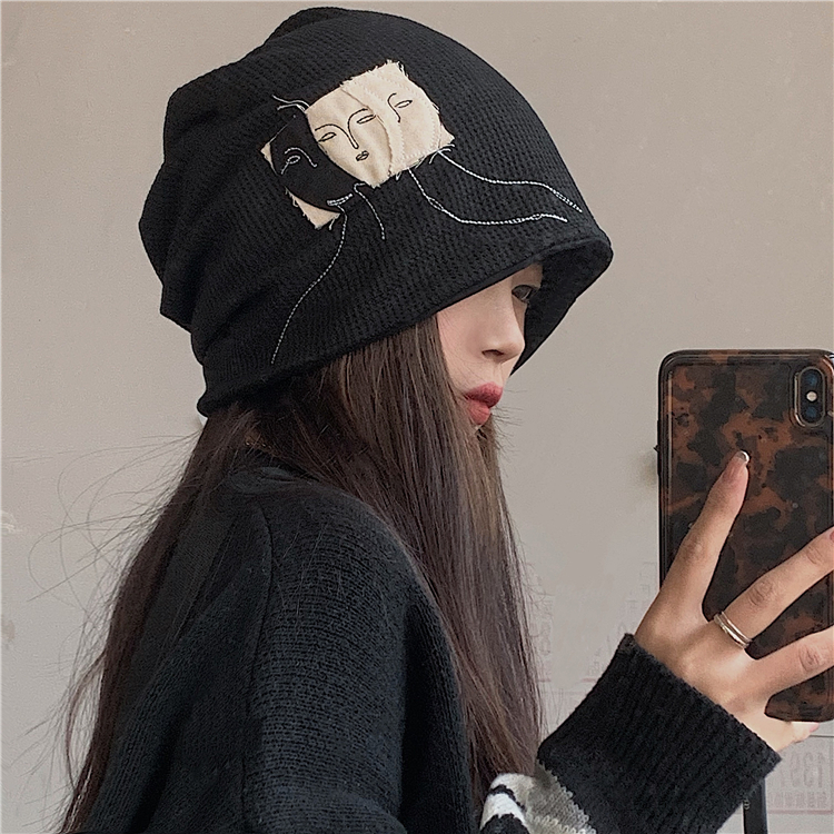 网红ins超火小众设计感暗黑系堆堆帽子百搭针织毛线头巾帽男女潮