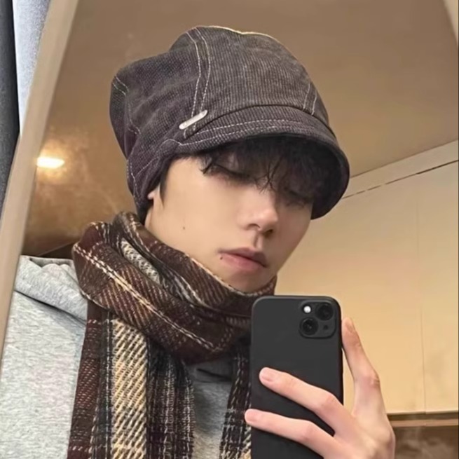 KIZLANC秋冬小檐抽绳针织堆堆帽女废土风显脸小百搭复古冷帽男