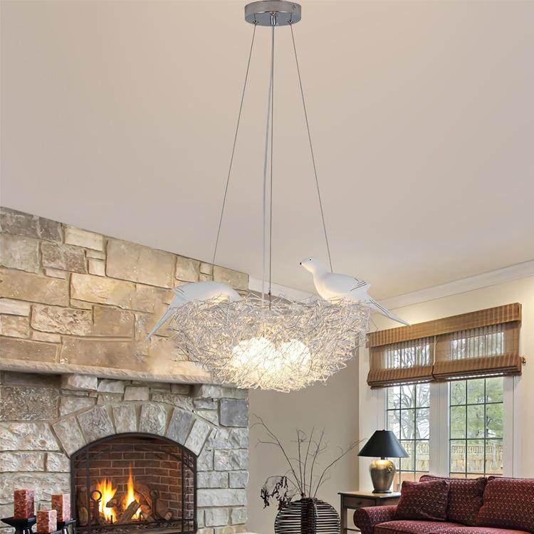 创意LED艺术个性灯百鸟归巢鸟窝灯鸟巢灯鸭蛋铝线卧室吊灯餐吊灯,家装灯饰光源,智能吊灯,淘宝优惠券,粉丝福利购,淘宝优惠卷