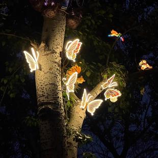 led中式蝴蝶灯户外防水彩灯夜景氛围灯装饰挂树灯发光蝴蝶景观灯
