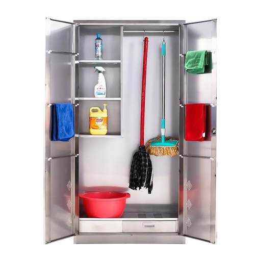 不锈钢清洁柜卫生柜拖把扫帚收纳柜家用保洁用品柜阳台工具储物柜