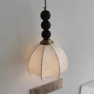 南洋风卧室床头灯小吊灯美式复古中古奶油餐厅餐桌吧台布艺吊线灯