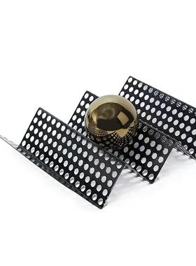 现代简约几何金属折叠镂空屏风摆件北欧网格托盘线条北欧软装饰品