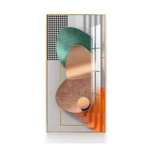 北欧客厅简约现代玄关晶瓷画入门玄关装饰画竖版走廊尽头过道壁画