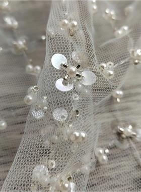 EG-190106绣花面料亮片面料珠片绣面料绣花布珠管绣