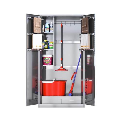不锈钢清洁柜工厂学校教室保洁柜卫生柜阳台工具杂物收纳柜储物柜