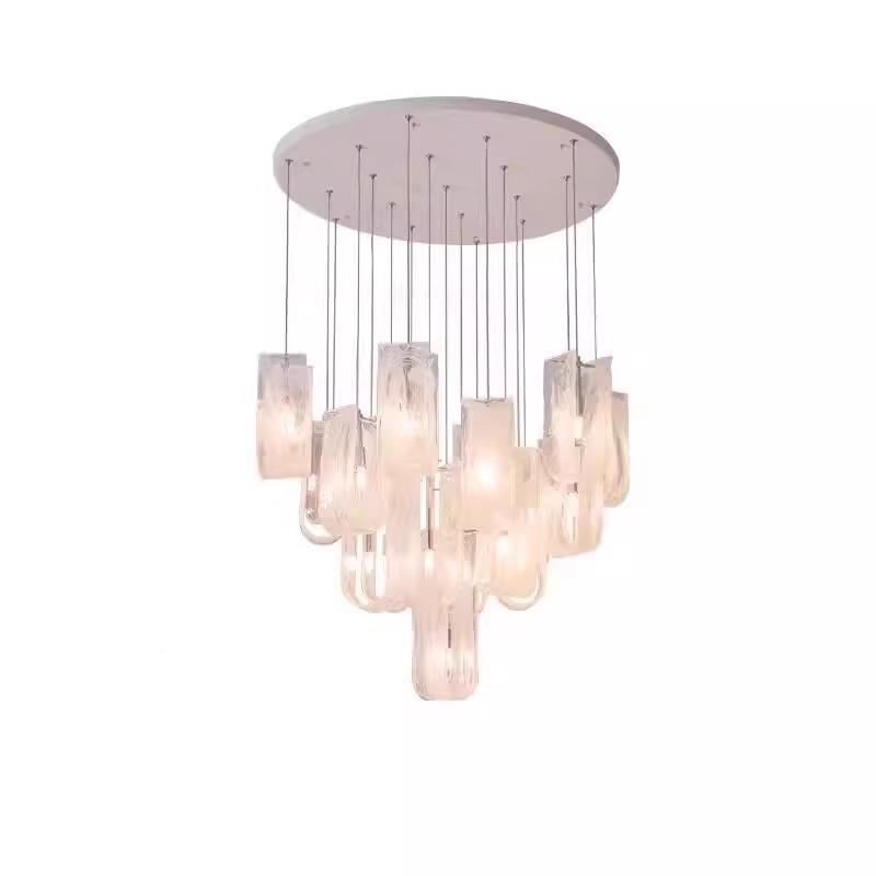 法式云吊大雾玻璃灯客厅奶油轻风大气厅主灯奢新款餐92354厅楼梯