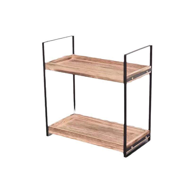 现货木质置物架卫生间洗漱用品收纳架简约桌面实木花架厨房多层调