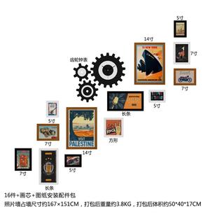 高分子0302复古工业风楼梯发光装饰画LED灯带商用组合相框照片墙