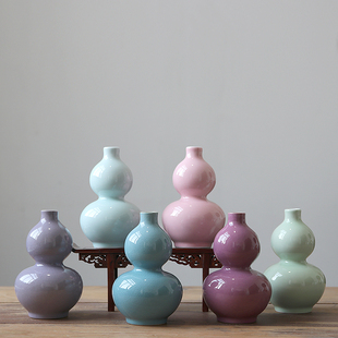 景德镇陶瓷摆件葫芦中式 复古花瓶客厅电视柜玄关书房创意家居饰品