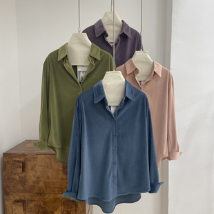 手感超柔软面料不皱的灯芯绒叠穿衬衫女秋季新款磨毛内搭外穿上衣