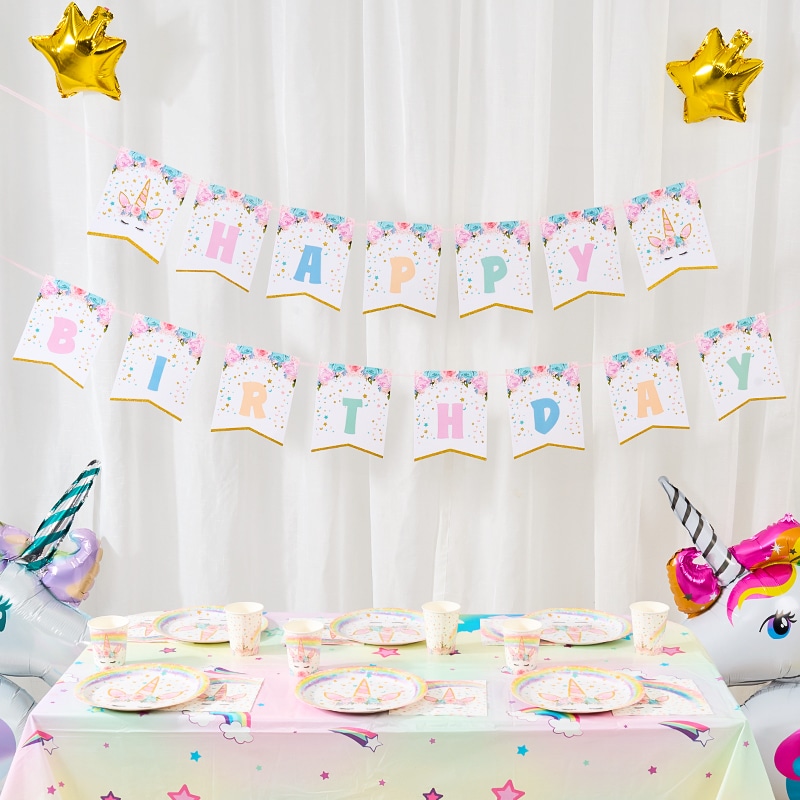 生日快乐拉旗一大串生日派对用品