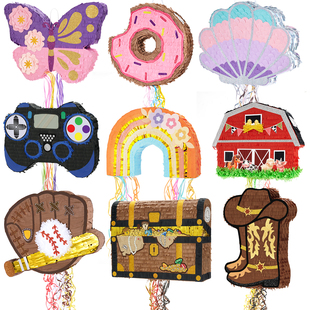 拉线式皮纳塔砸糖玩具儿童生日派对布置品聚会游戏道具pinata