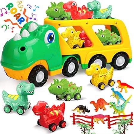 TOY Life Toddler Car Toy for 1+ Year Old， Dinosaur Transp