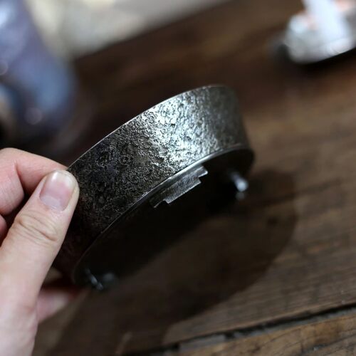 591加厚直边精工纯锡壶承茶盘 直径13.5cm内径11cm重约290g