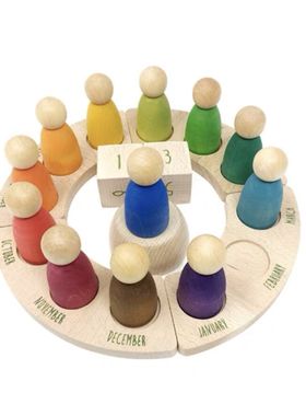 西班牙Grapat小可爱积木万年历小人周历四季元素儿童益智木制玩具