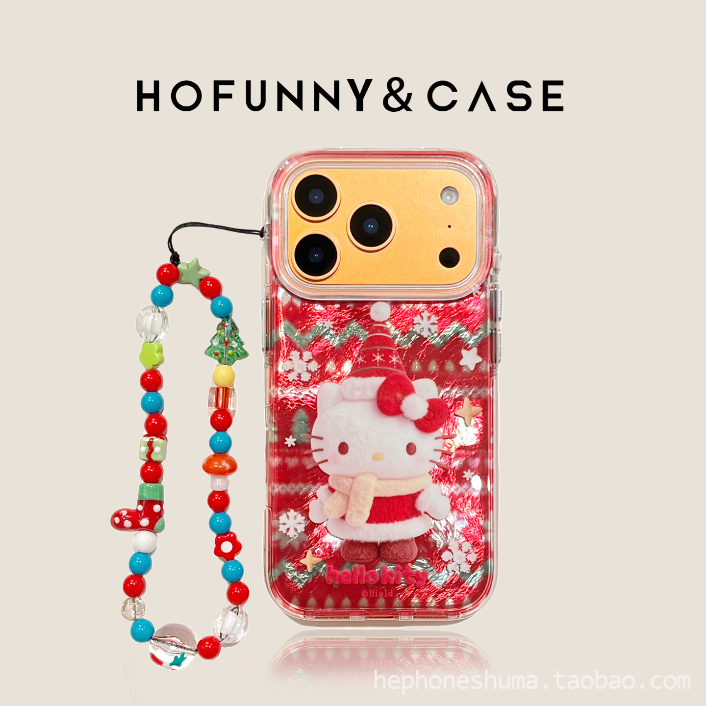 ins冬日雪花圣诞树礼帽KT猫带链条适用iPhone17Promax苹果16ProMax手机壳新款15Pro卡通防摔14Promax保护套13