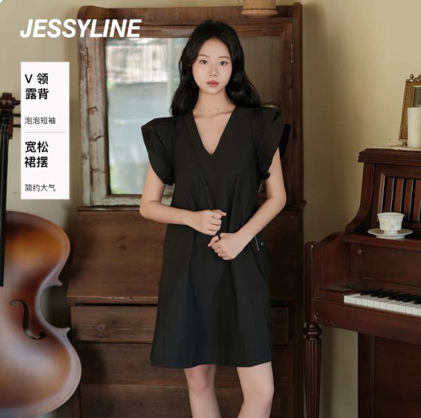 jessyline2025夏款杰茜莱宽松显瘦小个子短袖连衣裙524211764-599图片