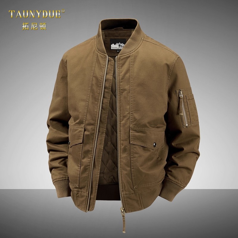 加棉加厚宽松立领夹克男士冬季中年保暖休闲工装棉服外套棉衣男款