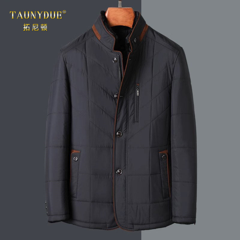 商务休闲宽松加厚夹克男装冬季爸爸冬装外套中年保暖上衣秋冬季男
