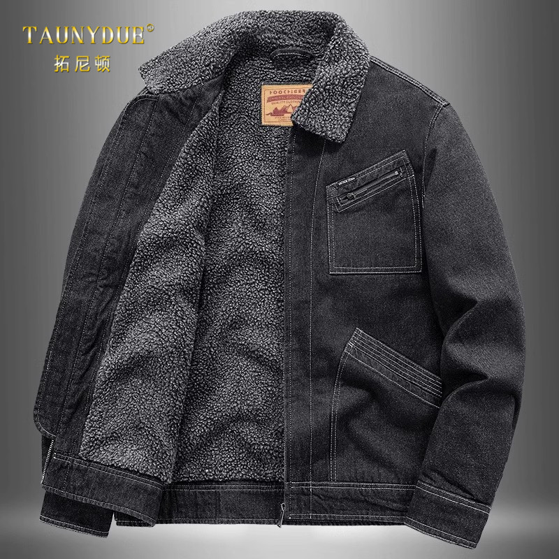 大码加绒加厚仿羊羔绒棉衣夹克冬