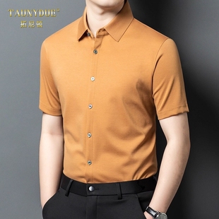 夏季 男2025新款 上班男装 薄款 商务休闲短袖 透气纯色衬衣男款 衬衫