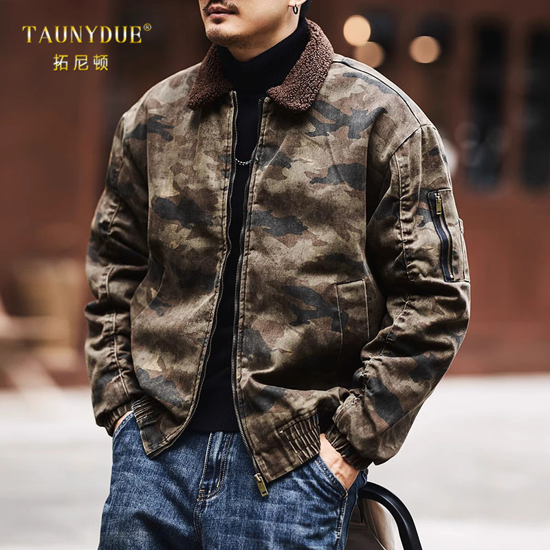 复古休闲仿羊羔绒外套男款春秋冬