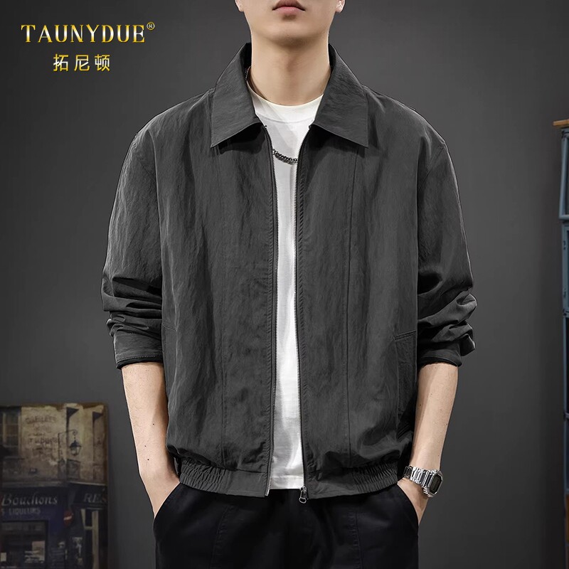 TAUNYDUE莱赛尔夹克男2026春夏新款天丝薄款外套翻领男士长袖上衣