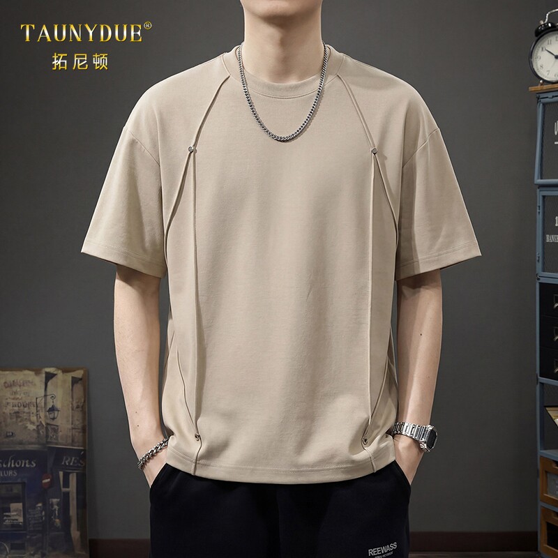 TAUNYDUE莫代尔凉感立体压皱短袖