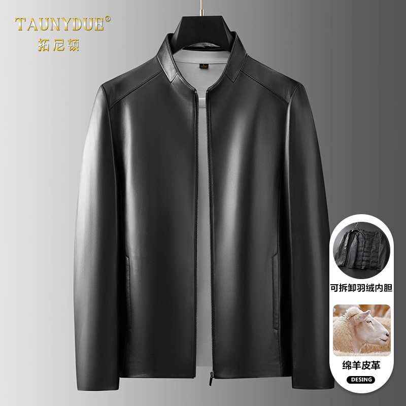 TAUNYDUE男士绵羊皮真皮皮衣秋冬
