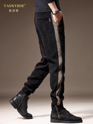 高端重磅加厚雪尼尔休闲裤男秋冬新款束脚宽松灯芯绒美式运动卫裤