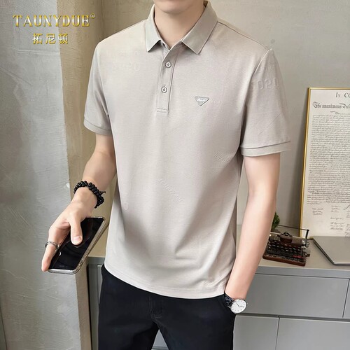 TAUNYDUE清新夏日男士冰丝POLO衫