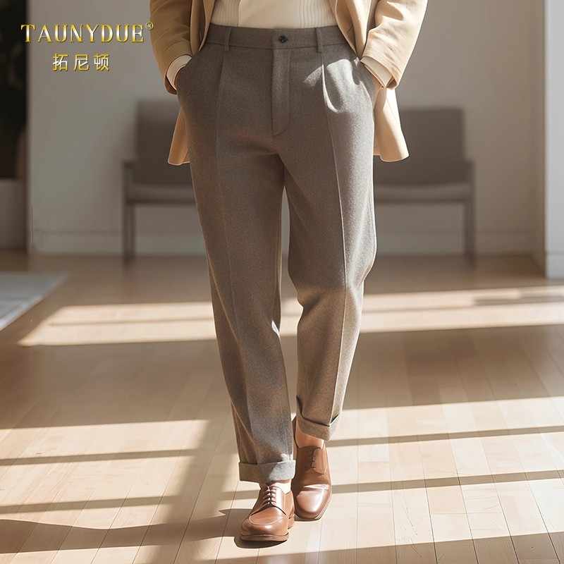 TAUNYDUE商务休闲西装裤秋冬季男士直筒休闲裤加厚通勤高级感长裤