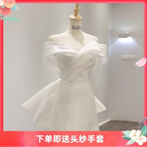 轻婚纱礼服2021新款复古法式主