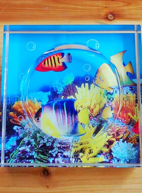 实用时尚水晶玻璃烟灰缸创意礼品精品高档海底世界彩印家居摆件