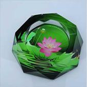 莲花荷花桌面摆件 饰茶几新中式 水晶玻璃烟灰缸家用个性 潮流客厅装