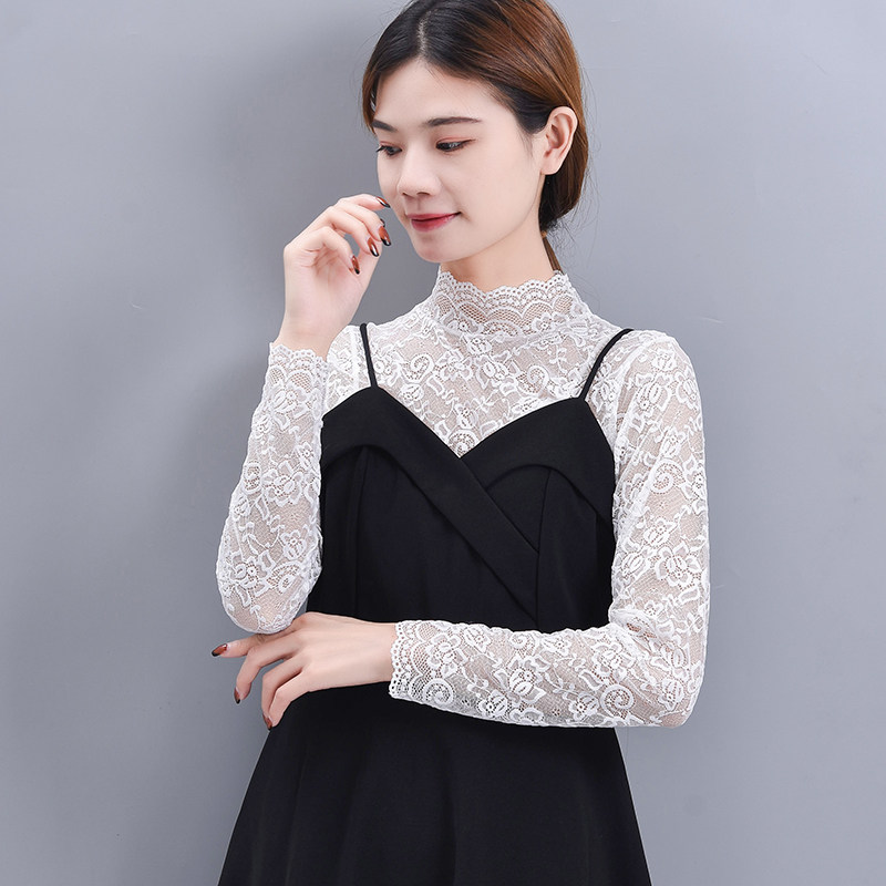 雨果爵诗性感蕾丝衫女四季百搭薄上衣半高领弹力套头打底内搭洋气|ruв категории Женская одежда, кружева свитер/шифон рубашка - от Buy2taobao.com для оказания профессиональной услуги покупки агента Taobao