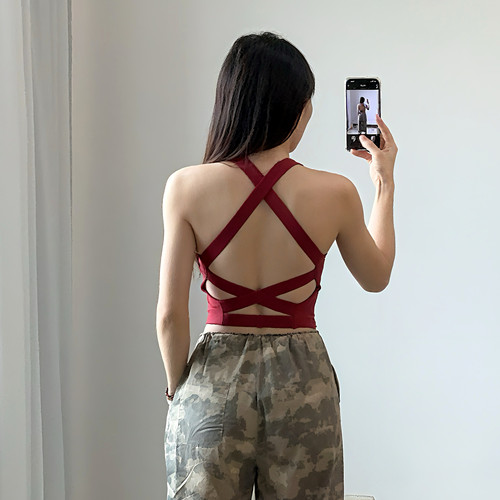 运动背心瑜伽美背带胸垫